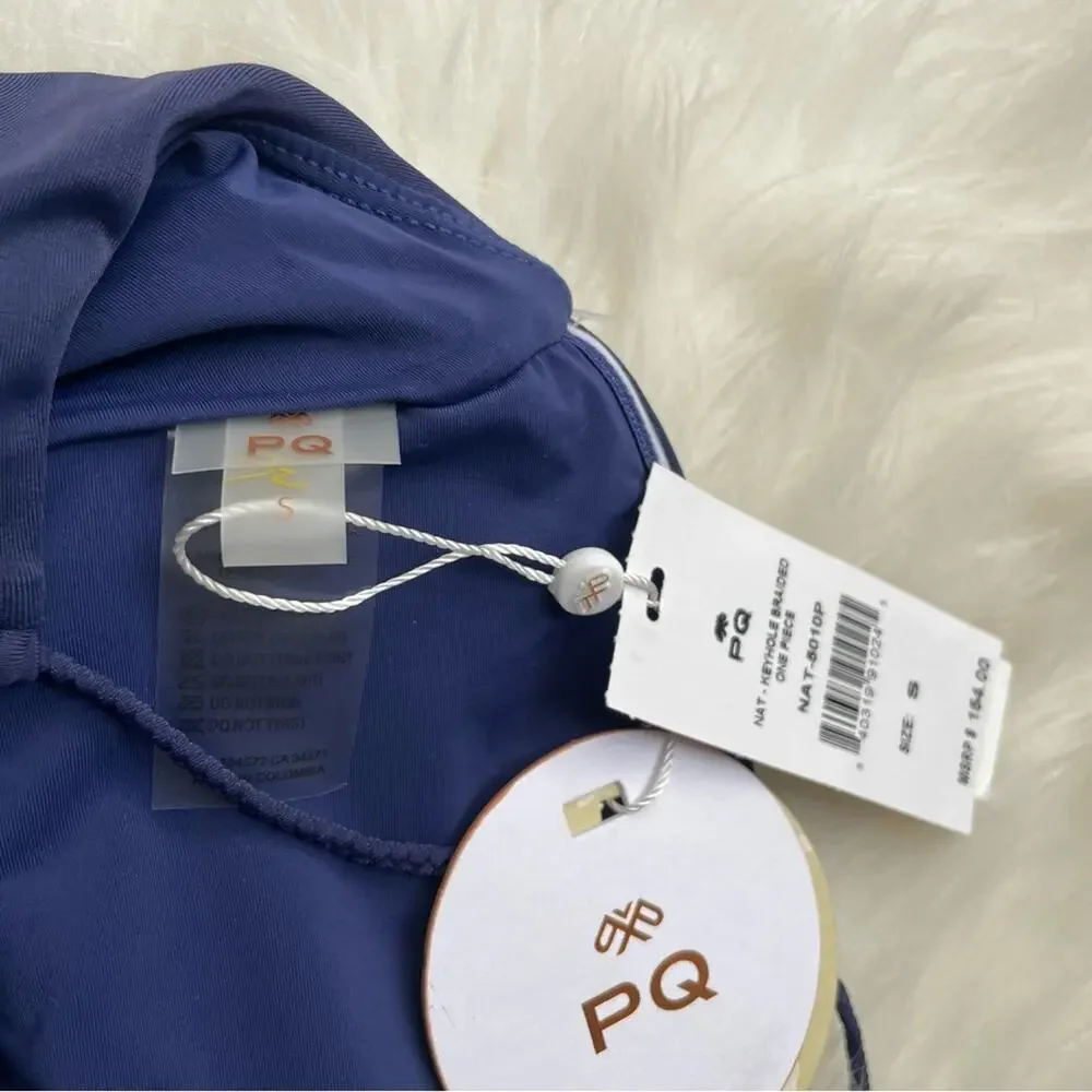 PILYQ Keyhole Braided One Piece Navy NWT
